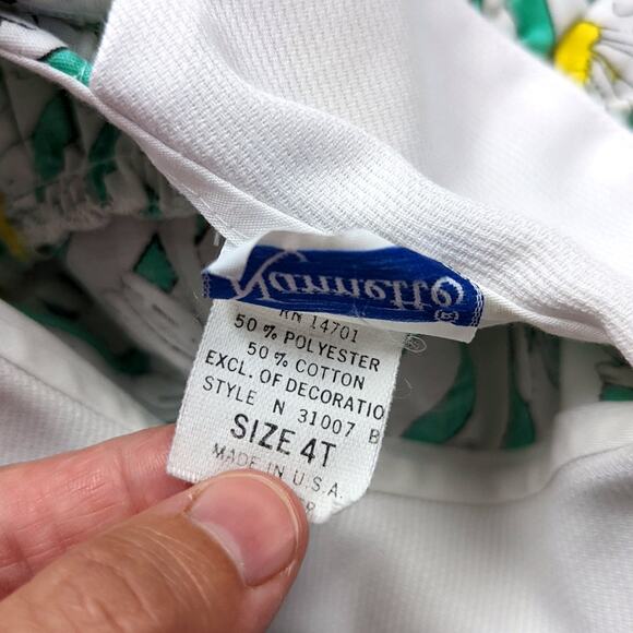 Vintage Nannette Dress Girls Size 4T Green Daisy Floral Flutter Sleeve Sundress - Picture 2 of 6